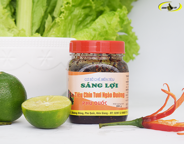Tiêu chín tươi ngào đường hủ vuông 200gr